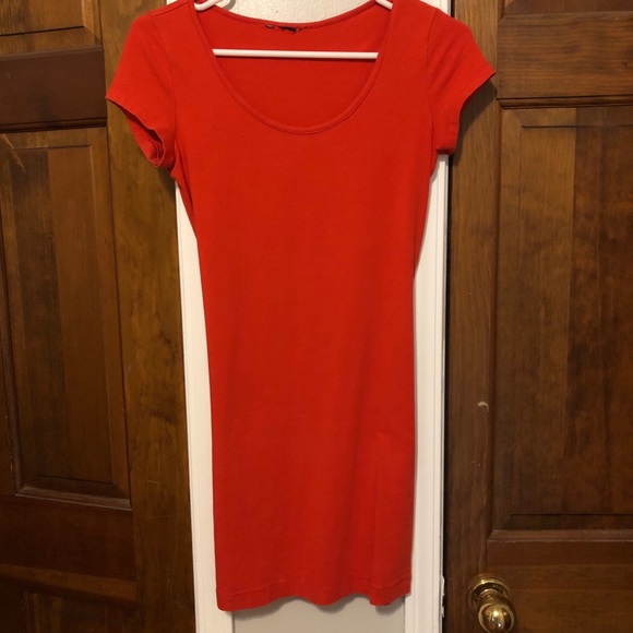 Rust Orange Bodycon Tshirt Dress Fall - Picture 2 of 2
